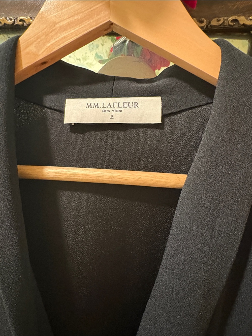 M.M.LaFleur Black Faux Wrap Sheath Dress Size 8 The Tory Cocktail LBD - Picture 4 of 5